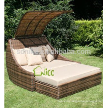 2014 new style+Aluminum/Steel Frame +beach chair with sun shade+rattan/wicker furniture wholesale